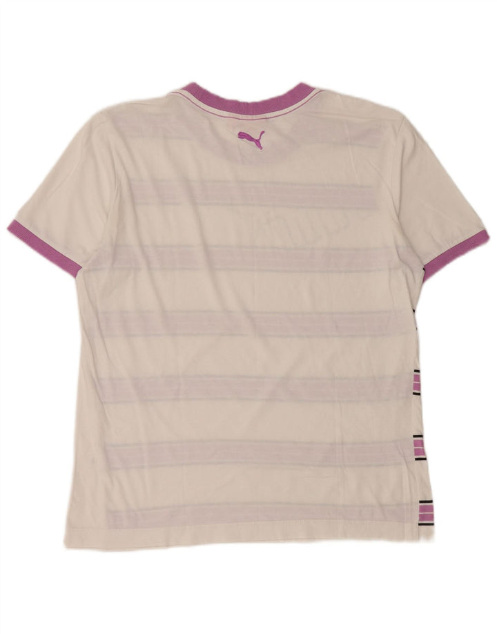 PUMA Mens T-Shirt Top Medium White Striped