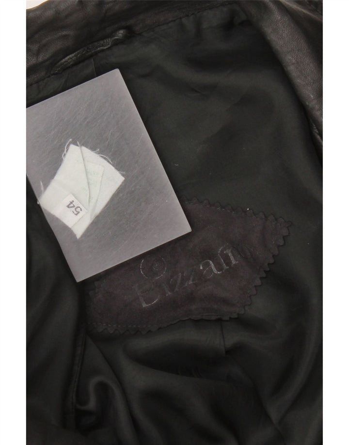 Bizzarro Mens 3 Button Blazer Jacket IT 54 2XL Black Leather