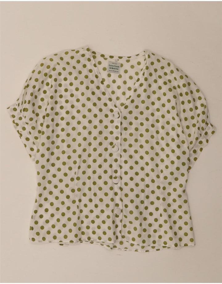 Benetton Womens Short Sleeve Shirt Blouse IT 44 Medium White Polka Dot