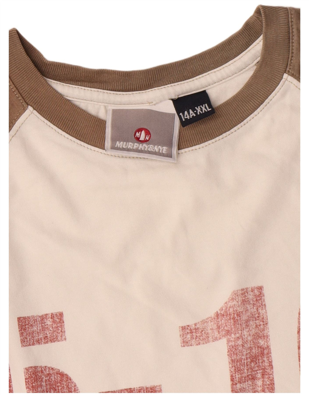 Murphy & Nye Boys Graphic Top Long Sleeve 13-14 Years 2XL White Colourblock