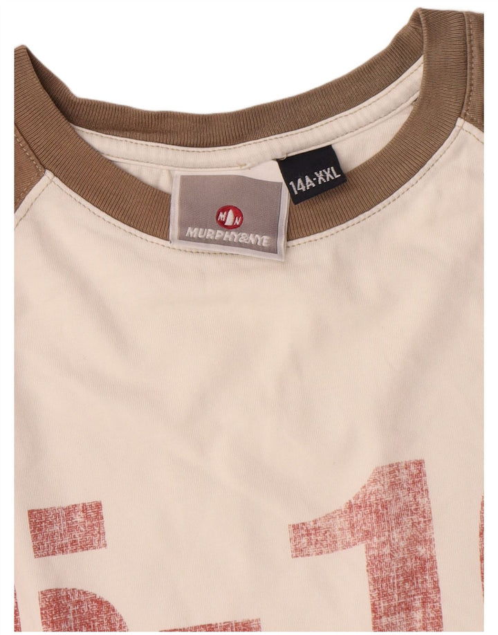 Murphy & Nye Boys Graphic Top Long Sleeve 13-14 Years 2XL White Colourblock