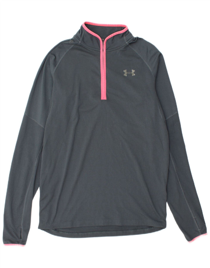 Under Armour Mens Zip Neck Pullover Tracksuit Top Medium Grey