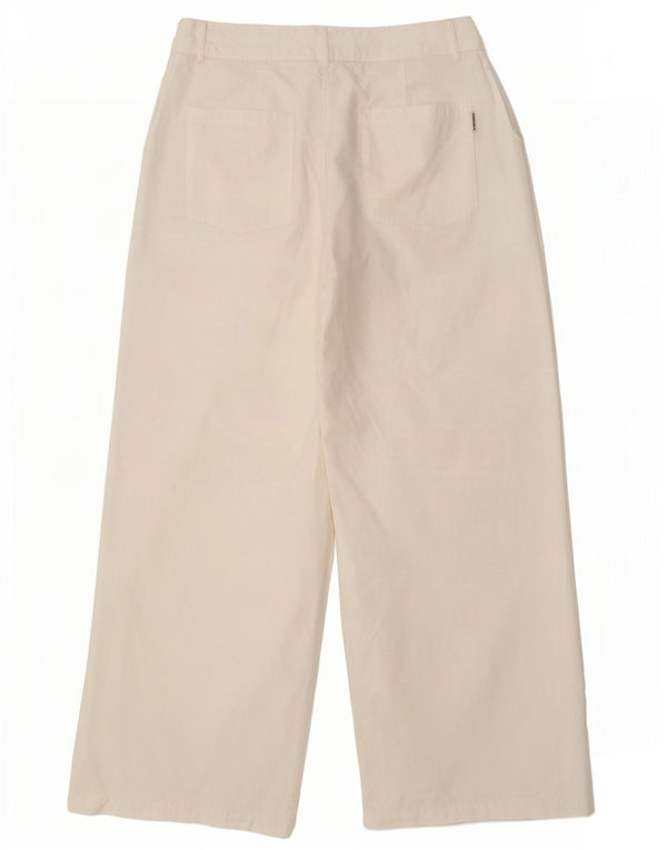 Rip Curl Womens High Waist Wide Leg Cropped Trousers Medium W28 L24 White
