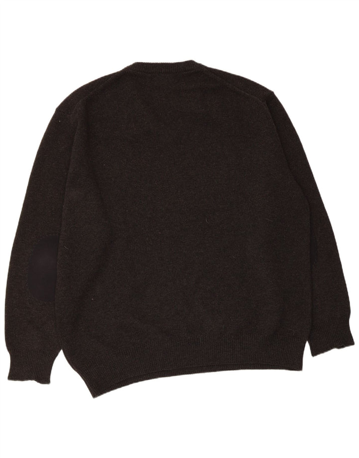 Fred Perry Mens V-Neck Jumper Sweater Large Grey Wool