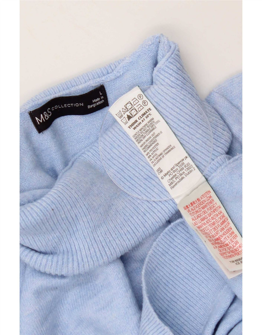Marks & Spencer Womens Roll Neck Jumper Sweater UK 16 Large Blue Polyester