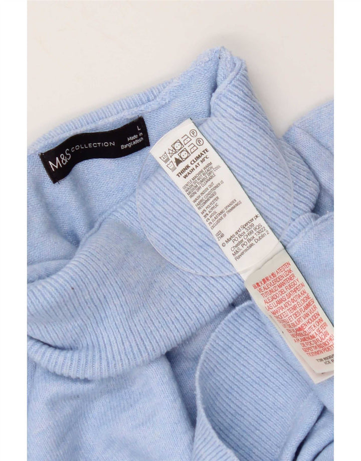 Marks & Spencer Womens Roll Neck Jumper Sweater UK 16 Large Blue Polyester