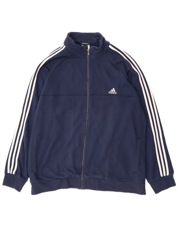 ADIDAS Mens Climalite Tracksuit Top Jacket UK 52/54 2XL Navy Blue Cotton