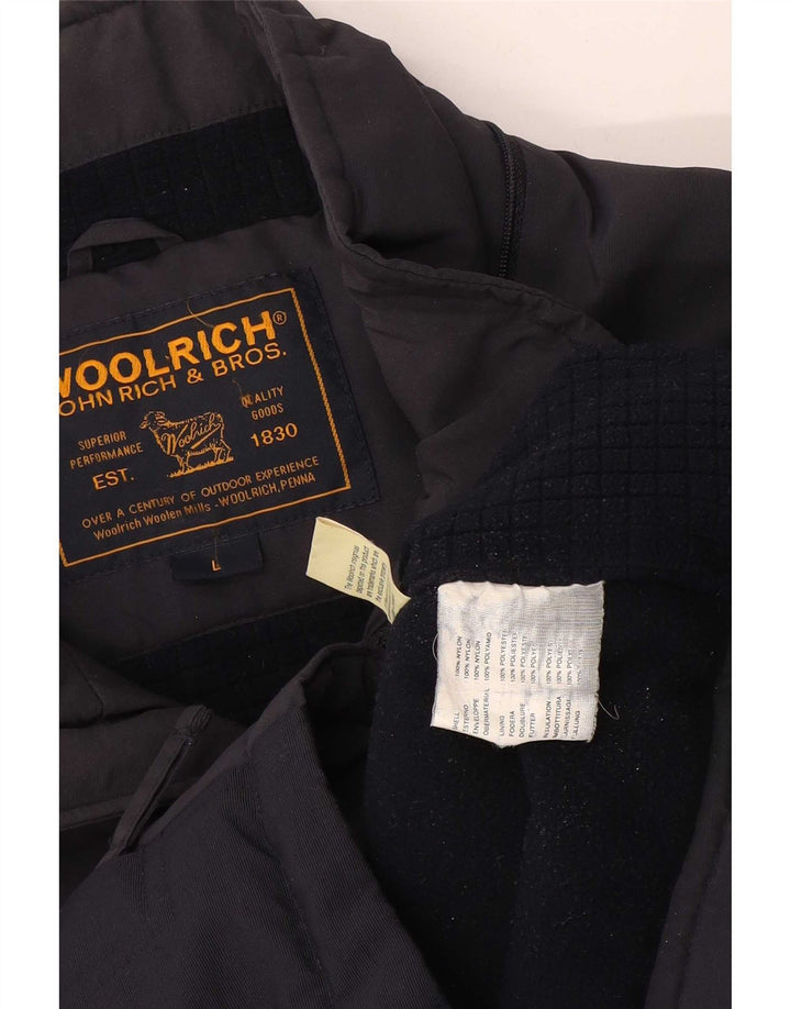 Woolrich Mens Graphic Windbreaker Jacket UK 40 Large Navy Blue Nylon