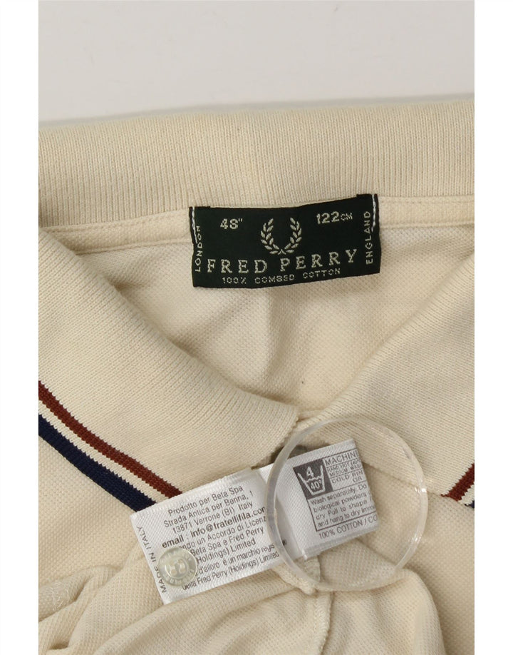 Fred Perry Mens Polo Shirt Large Off White Cotton