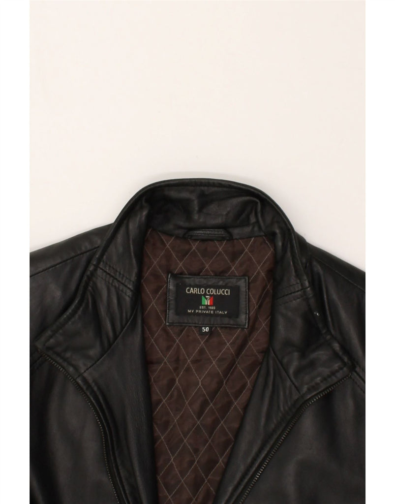 CARLO COLUCCI Mens Leather Jacket IT 50 Large Black Leather | Vintage Carlo Colucci | Thrift | Second-Hand Carlo Colucci | Used Clothing | Messina Hembry 