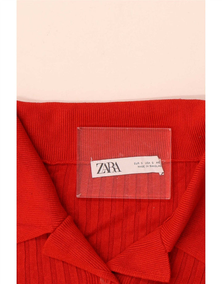 Zara Womens Crop Cardigan Top UK 10 Small Red