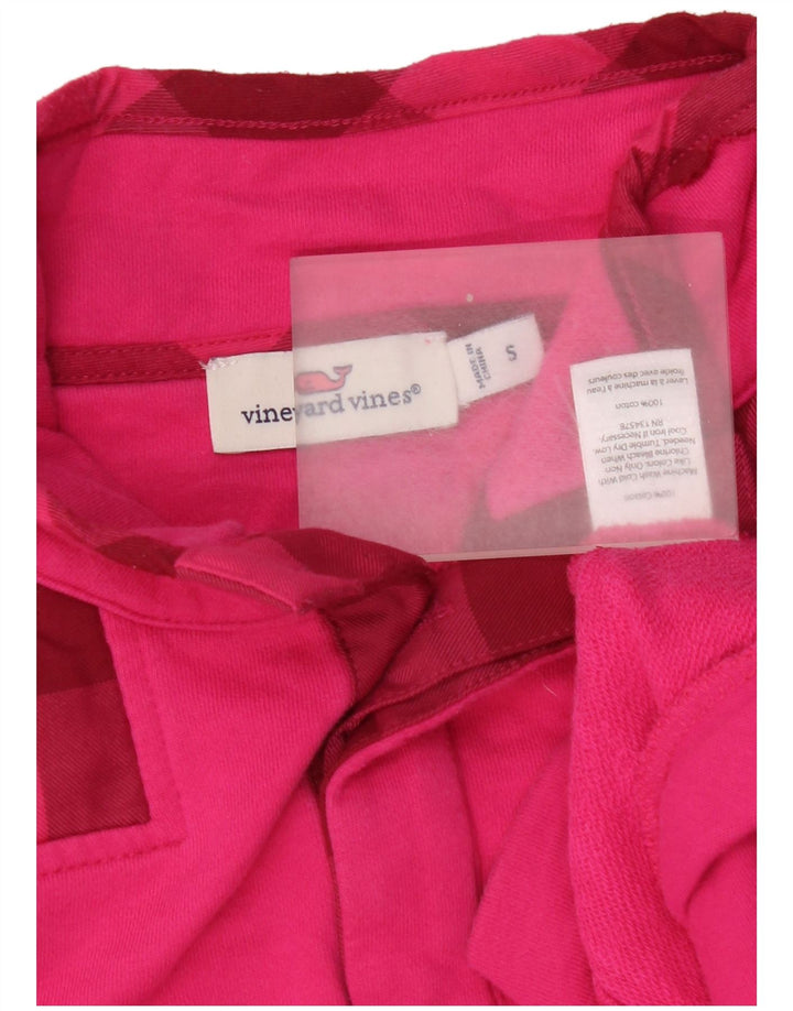 Vineyard Vines Mens Button Neck Sweatshirt Jumper Small Pink Check Cotton
