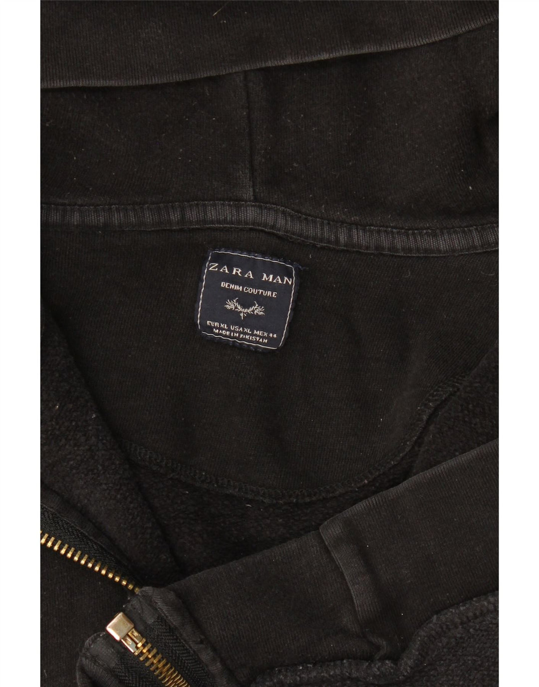 Zara Mens Zip Hoodie Sweater XL Black
