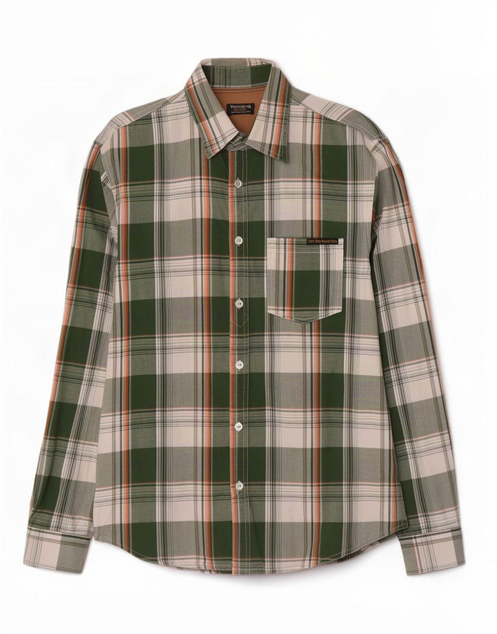 Jack & Jones Mens Flannel Shirt Large Green Plaid Cotton