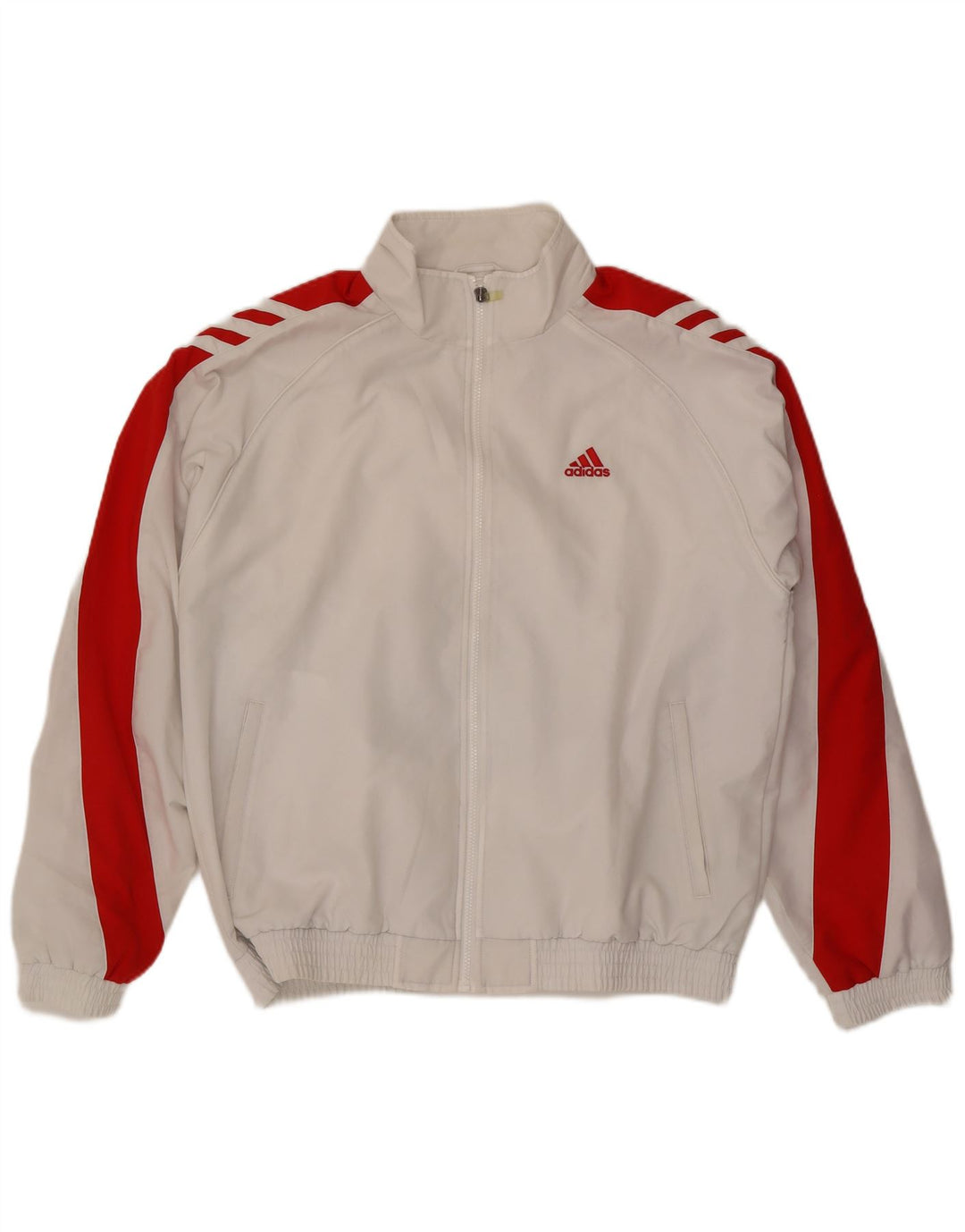 Adidas Mens Tracksuit Top Jacket UK 44/46 Large White Colourblock Polyester