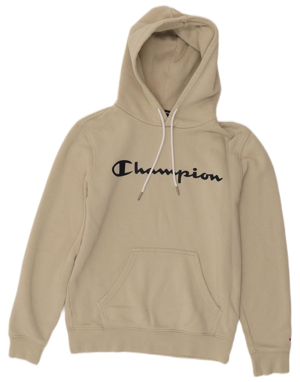 Champion Mens Graphic Hoodie Jumper Small Beige