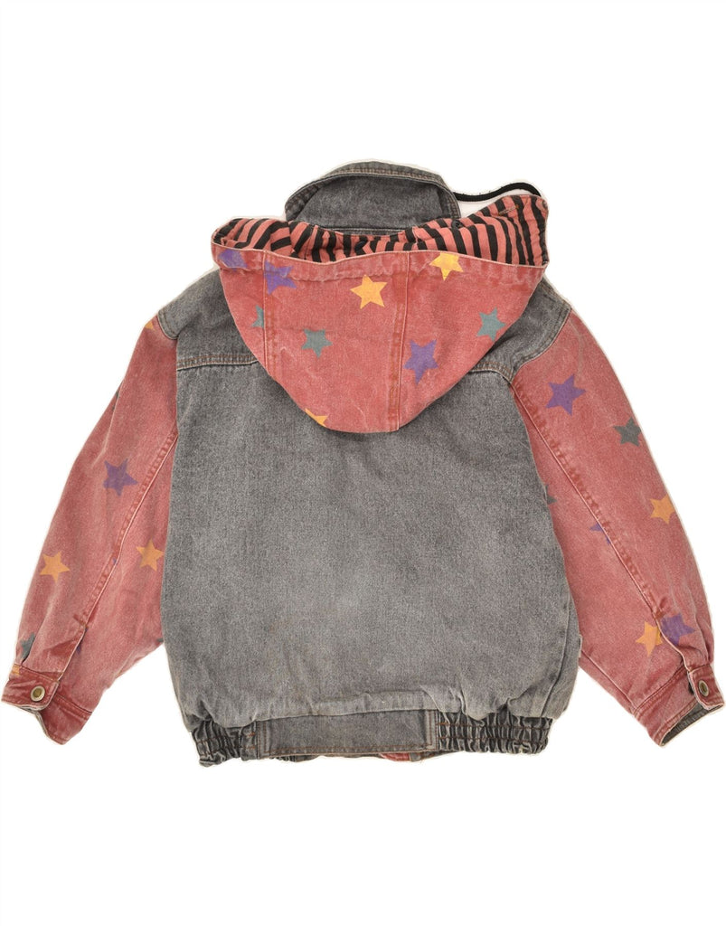 MORENA Girls Abstract Pattern Hooded Denim Jacket 11-12 Years Red | Vintage Morena | Thrift | Second-Hand Morena | Used Clothing | Messina Hembry 
