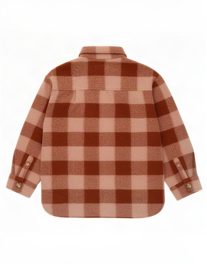 Zara Boys Overshirt Flannel Shirt 11-12 Years Brown Check Polyester