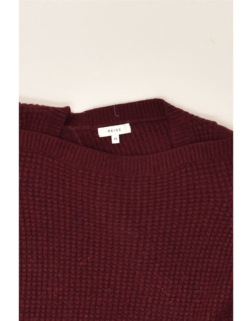 REISS Womens Square Neck Jumper Sweater UK 6 XS Maroon Wool | Vintage Reiss | Thrift | Second-Hand Reiss | Used Clothing | Messina Hembry 