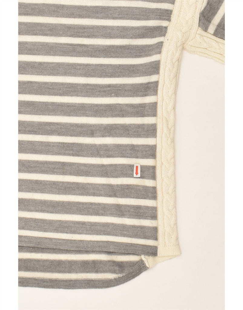 LAURA ASHLEY Womens Boat Neck Jumper Sweater UK 10 Small Grey Striped | Vintage Laura Ashley | Thrift | Second-Hand Laura Ashley | Used Clothing | Messina Hembry 