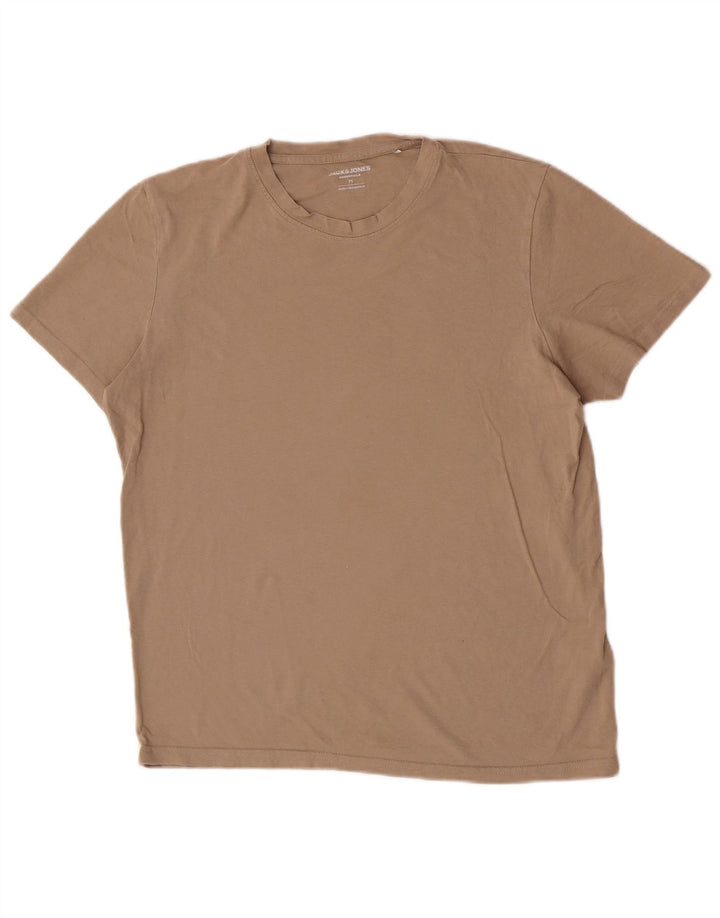 Jack & Jones Mens T-Shirt Top Medium Brown Cotton