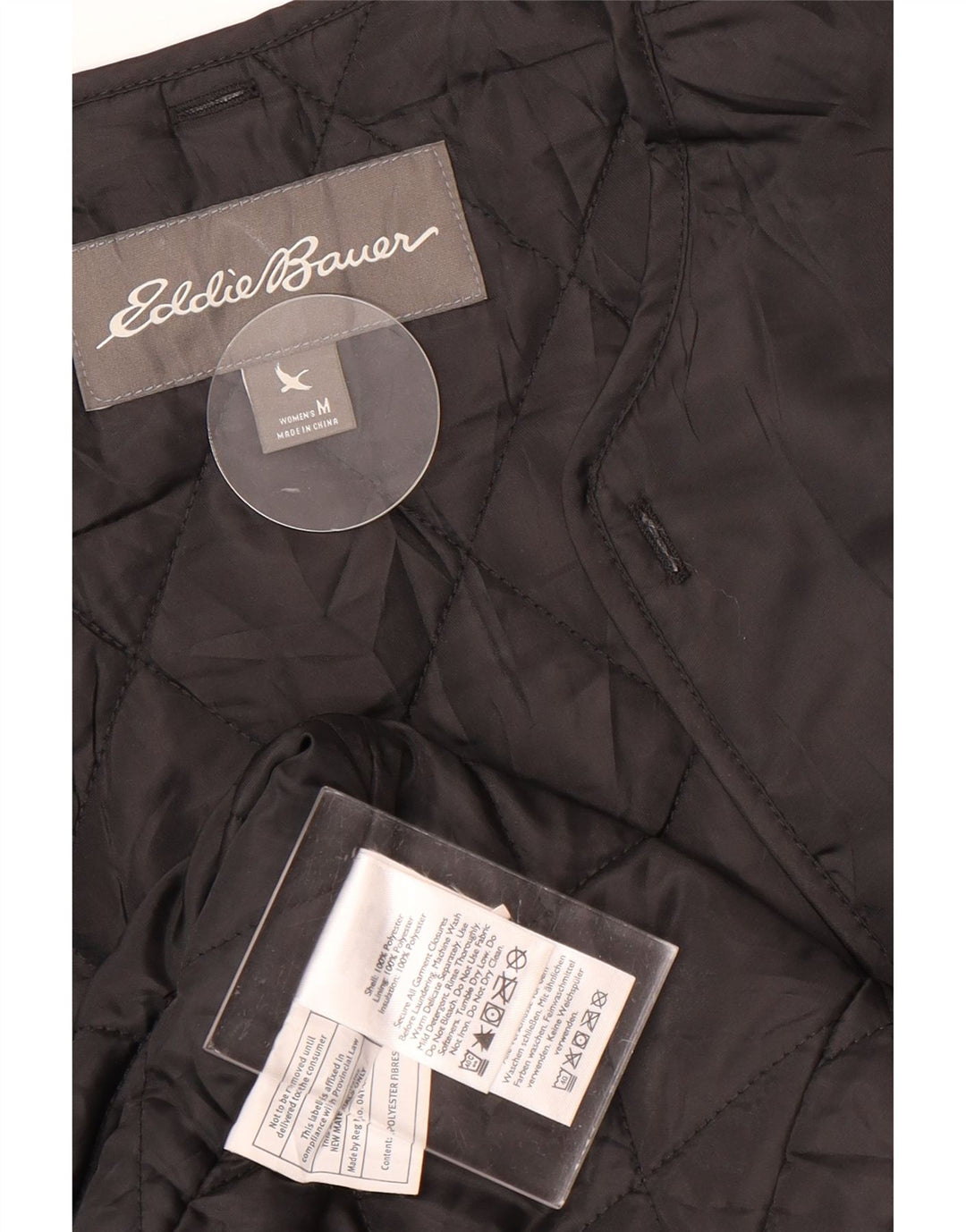 Eddie Bauer Womens Bomber Jacket UK 14 Medium Black Polyester