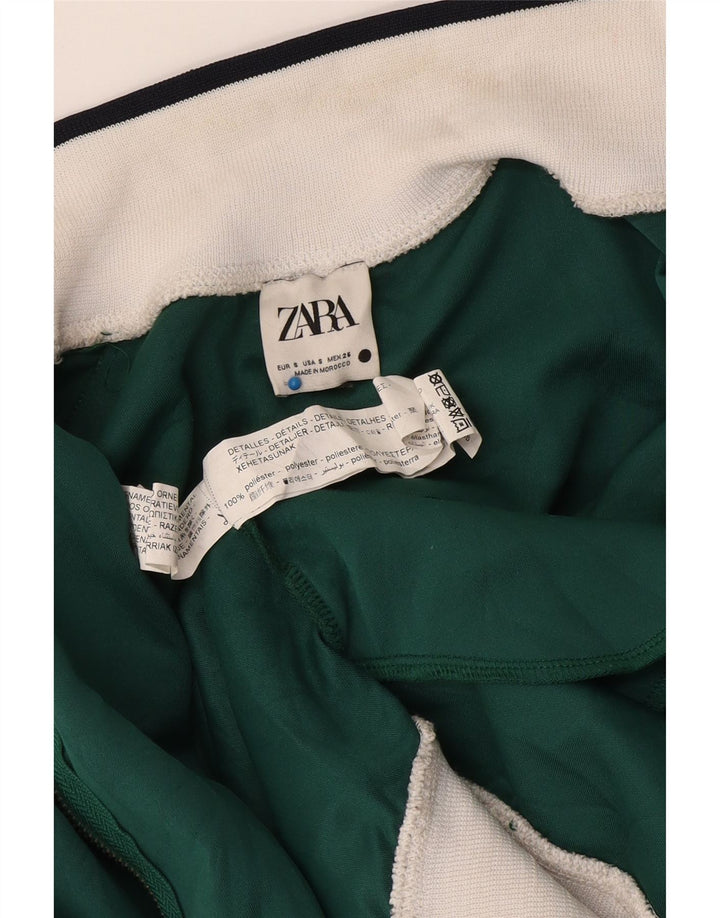 Zara Womens Tracksuit Top Jacket UK 10 Small Green Colourblock Polyester