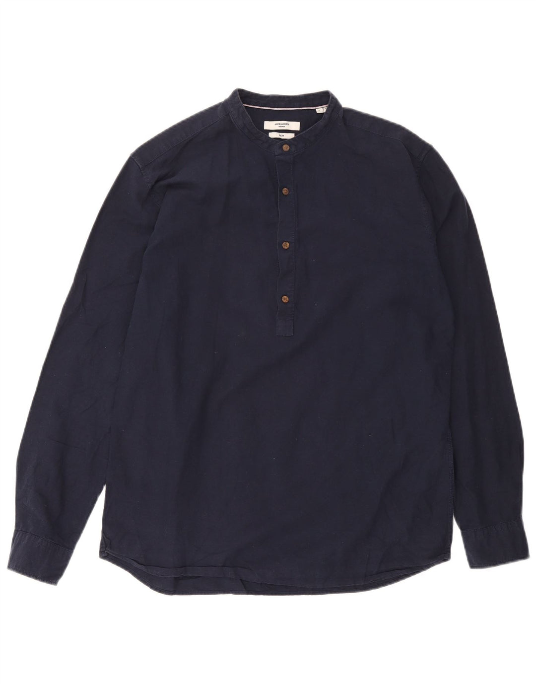 Jack & Jones Mens Slim Fit Pullover Shirt Large Navy Blue Cotton