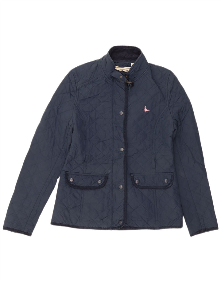 Jack Wills Womens Quilted Jacket UK 10 Small Navy Blue Polyester