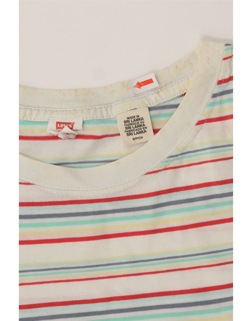 LEVI'S Womens Oversized Crop T-Shirt Top UK 10 Small Multicoloured Striped Vintage Levi's and Second-Hand Levi's from Messina Hembry 