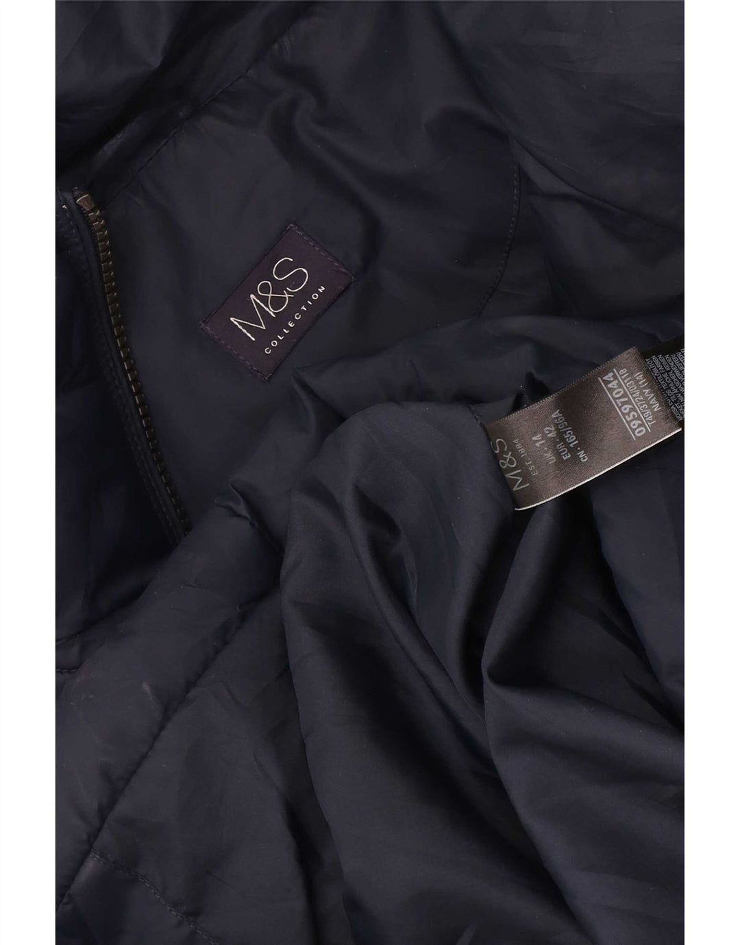 Marks & Spencer Womens Padded Coat UK 14 Large Navy Blue Polyester