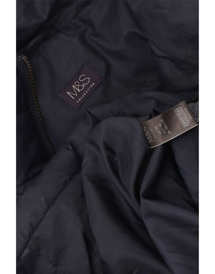 Marks & Spencer Womens Padded Coat UK 14 Large Navy Blue Polyester