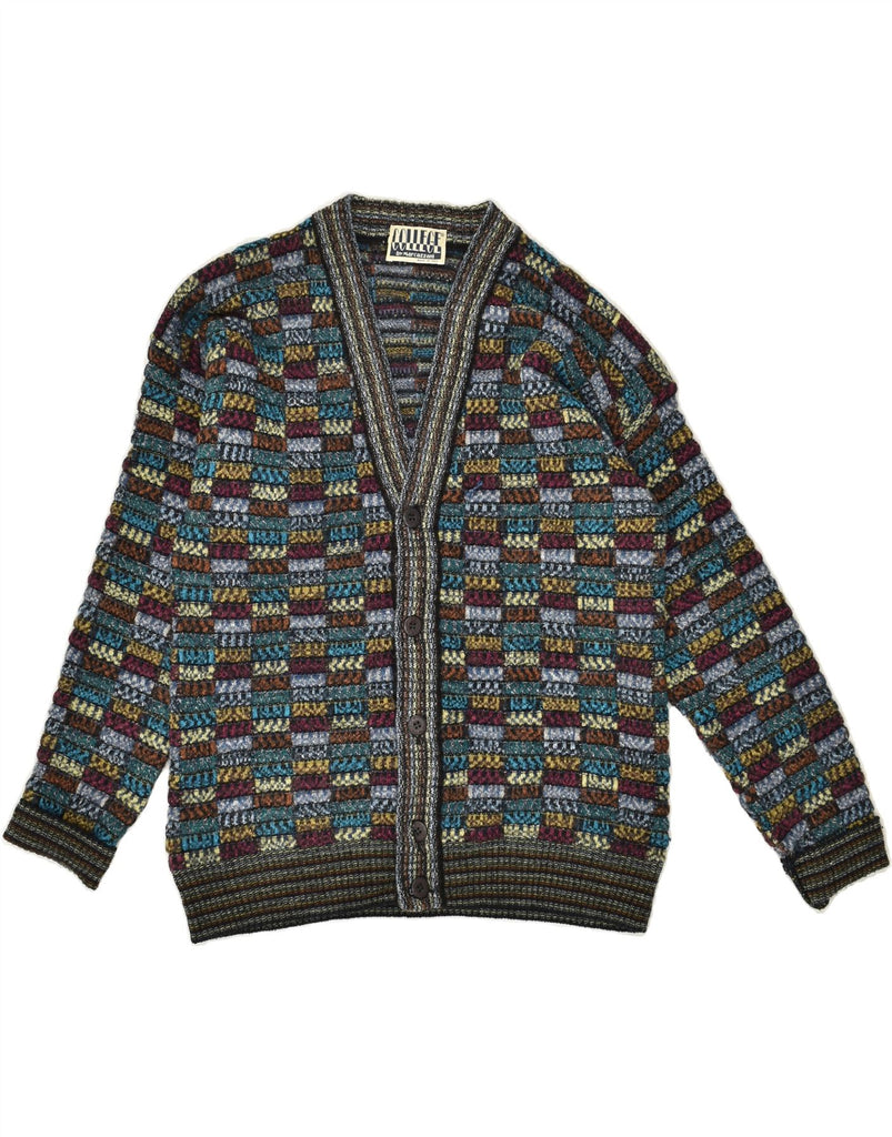 COLLEGE BY MARCAZZANI Mens Cardigan Sweater Medium Multicoloured Patchwork | Vintage College By Marcazzani | Thrift | Second-Hand College By Marcazzani | Used Clothing | Messina Hembry 