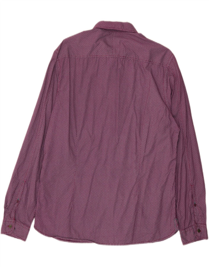 White Stuff Mens Slim Fit Shirt Large Purple Spotted Cotton