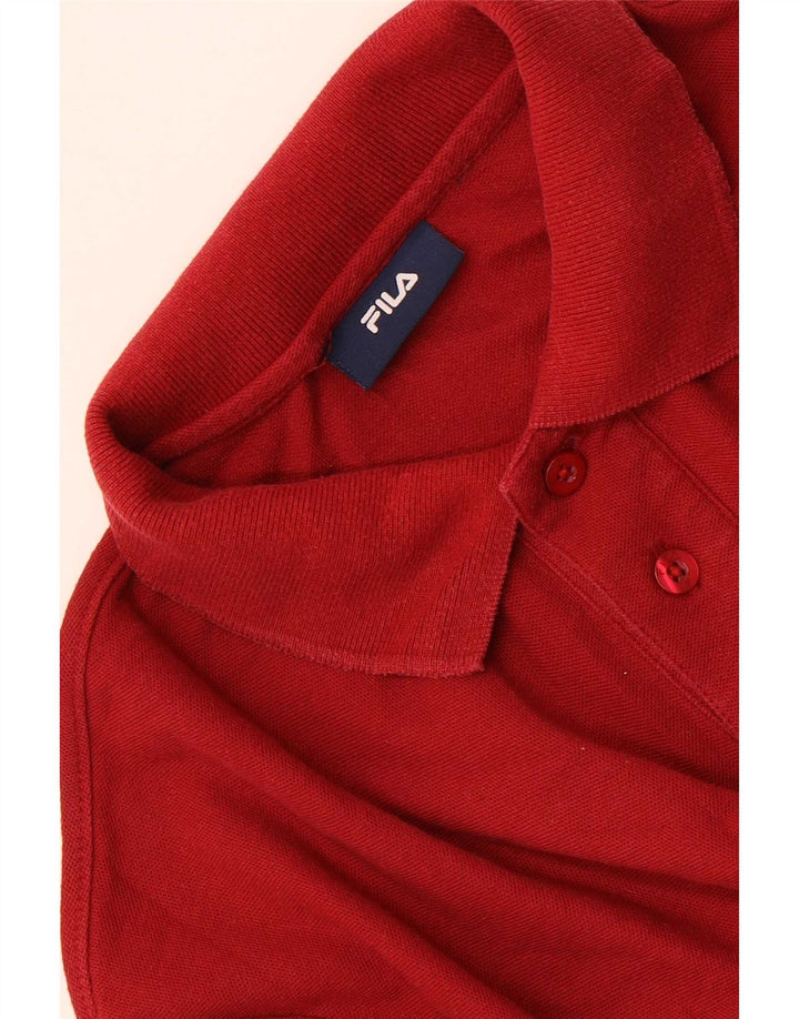Fila Mens Long Sleeve Polo Shirt Medium Red
