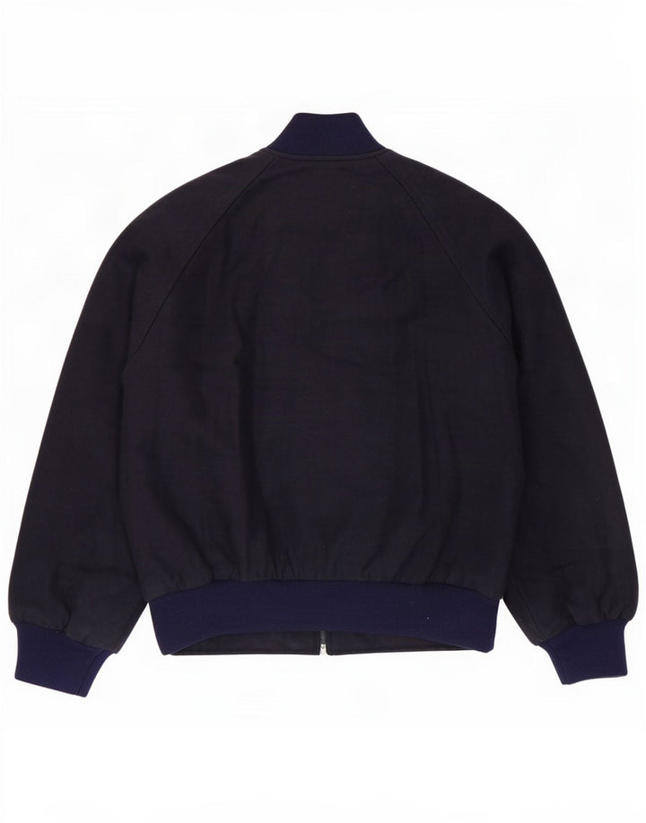Vintage Mens Bomber Jacket IT 46 Small Navy Blue Wool