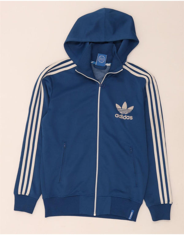 Adidas Mens Zip Hoodie Sweater Small Blue Polyester