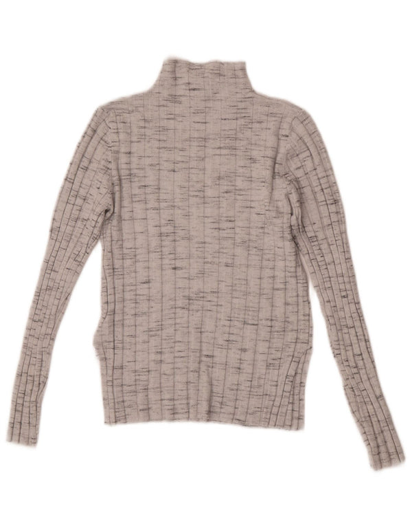 Topshop Womens Petite Turtle Neck Jumper Sweater UK 8 Small Grey Flecked