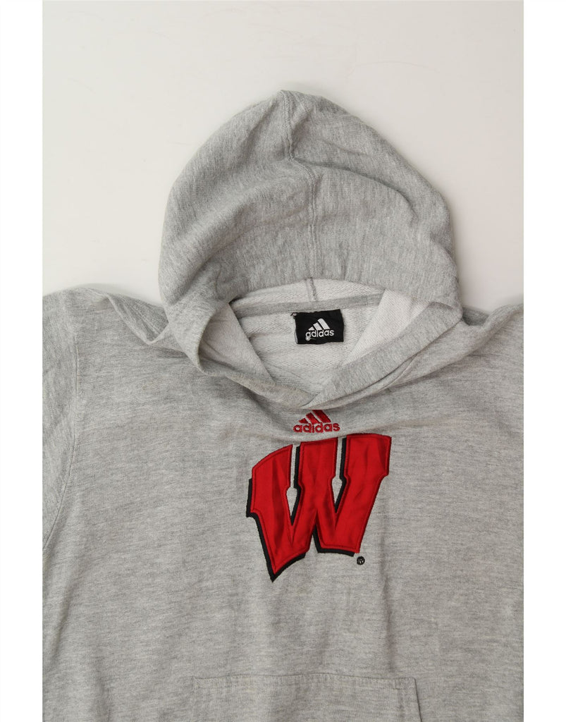 ADIDAS Boys Graphic Hoodie Jumper 10-11 Years Medium Grey Cotton Vintage Adidas and Second-Hand Adidas from Messina Hembry 