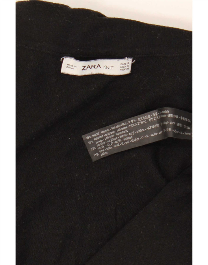 Zara Womens Roll Neck Jumper Sweater UK 10 Small Black Modal