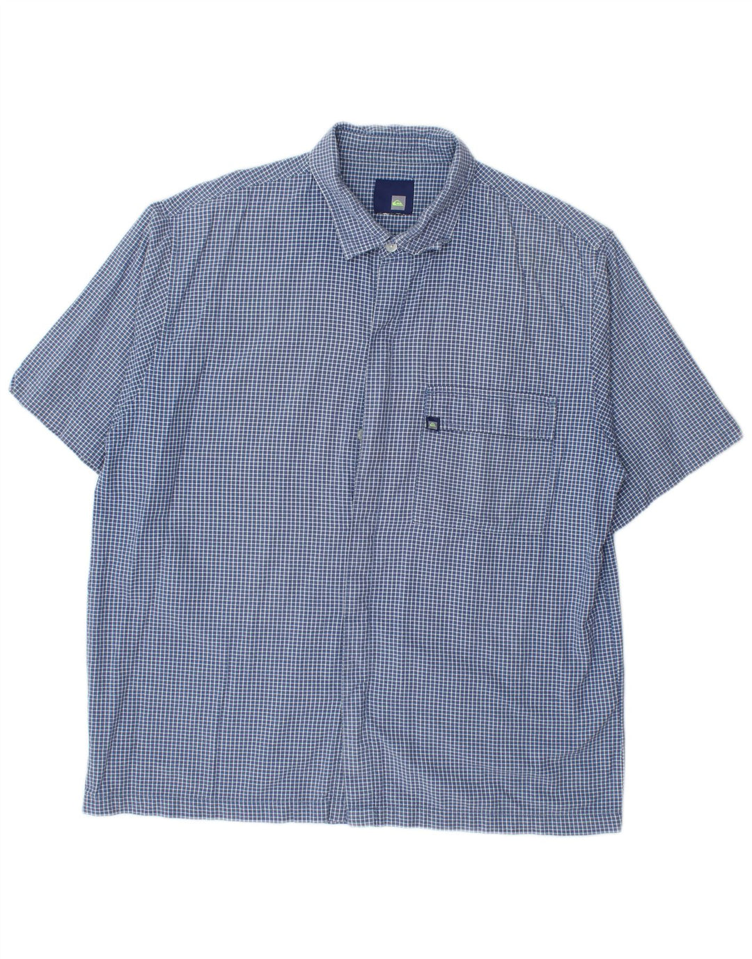 Quiksilver Mens Short Sleeve Shirt Large Blue Check Cotton
