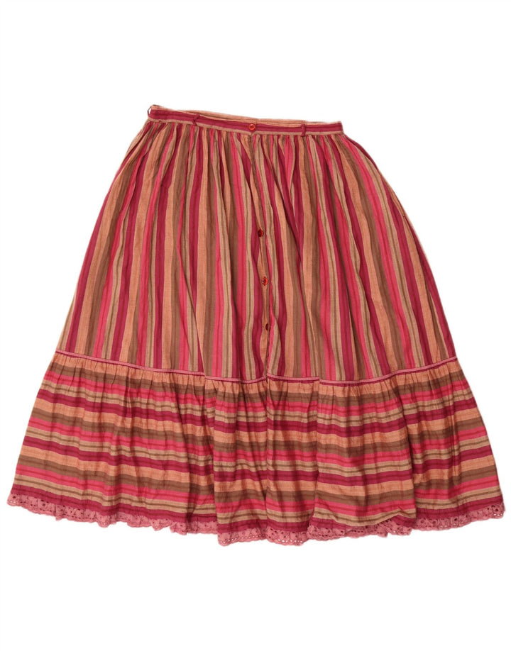 VINTAGE Womens High Waist Pleated Skirt Large W26 Multicoloured Striped