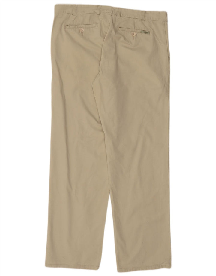 JAEGER Mens Straight Chino Trousers W38 L33 Green Cotton