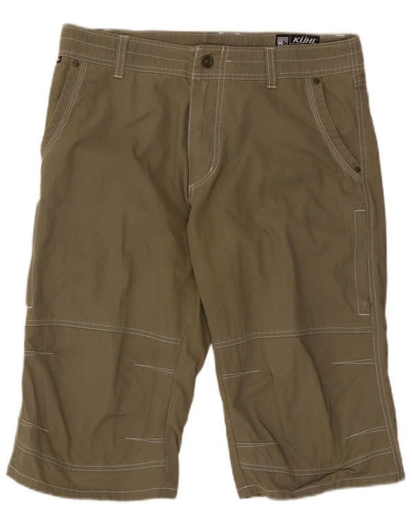 Vintage Mens Cargo Bermuda Shorts W34 Large Khaki Striped Cotton
