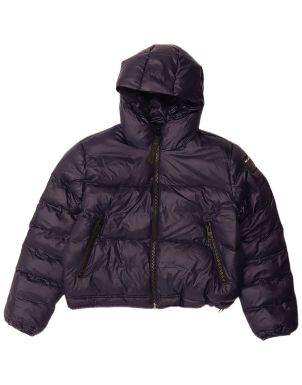 REPLAY Womens Oversized Hooded Padded Jacket UK 10 Small Navy Blue