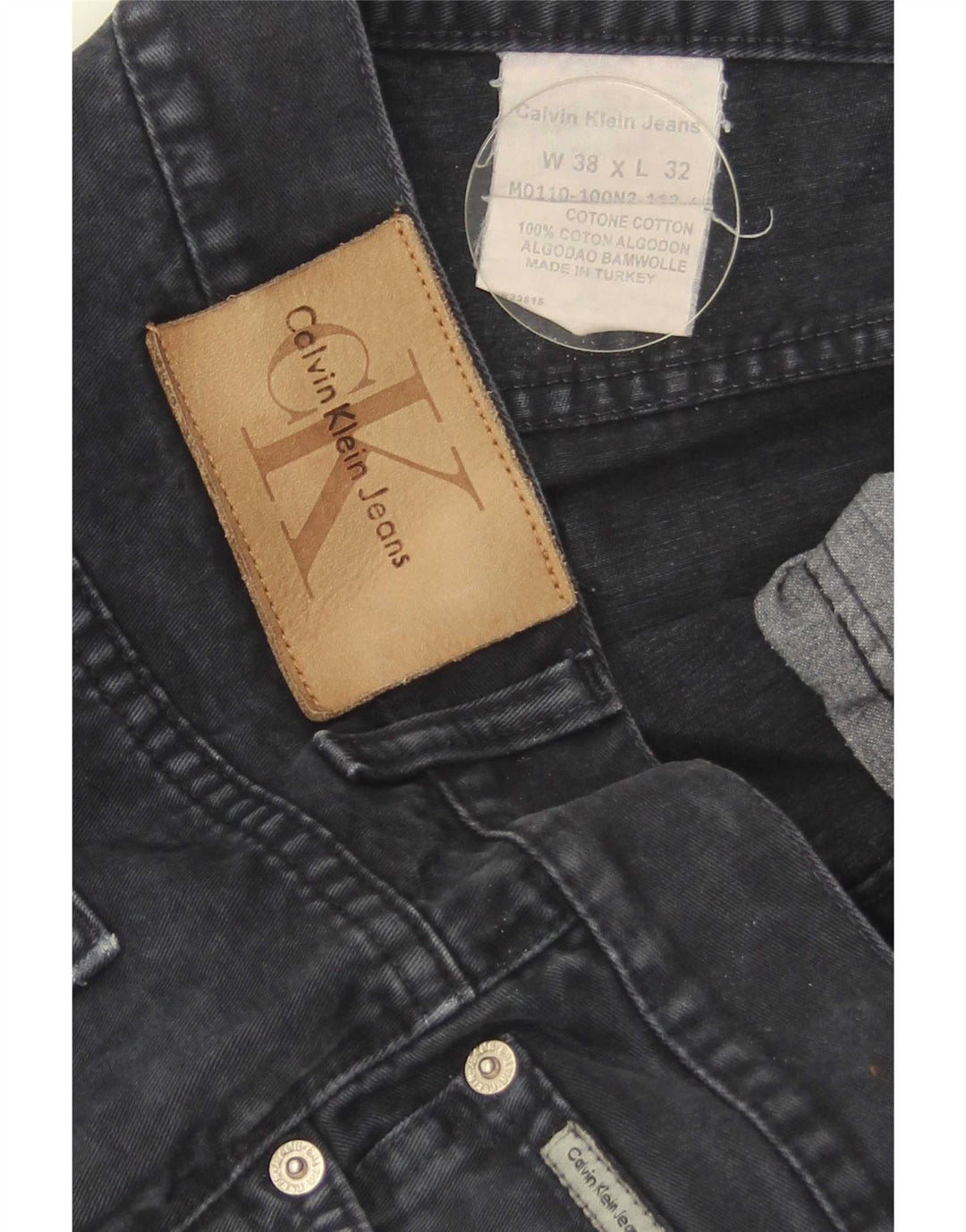 Calvin Klein Mens Straight Jeans W38 L32 Navy Blue Cotton