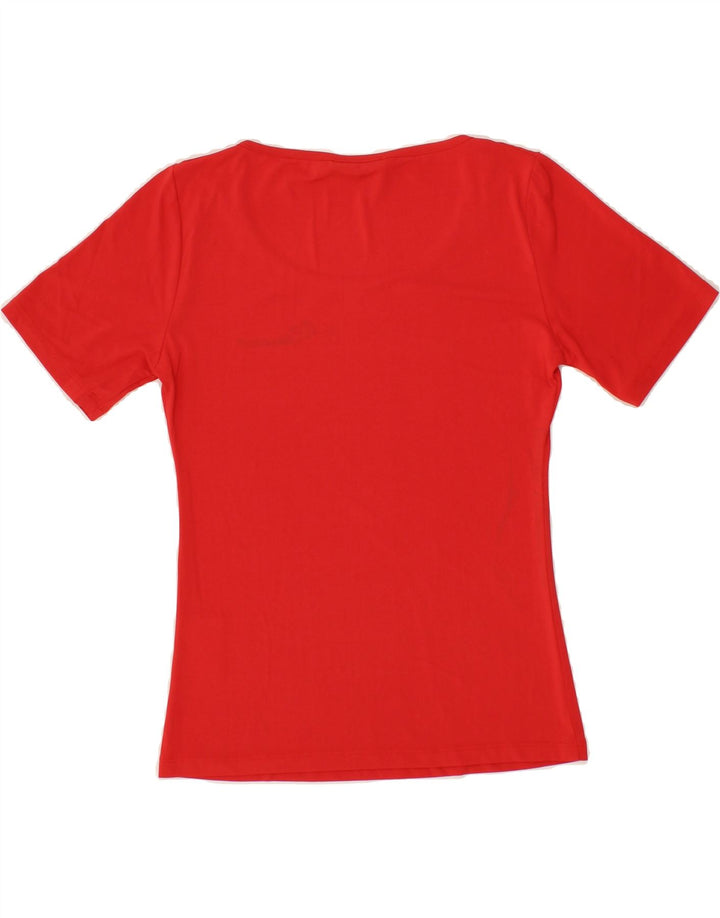 ROCCOBAROCCO Womens Graphic T-Shirt Top UK 6 XS Red Polyamide Vintage Roccobarocco and Second-Hand Roccobarocco from Messina Hembry 