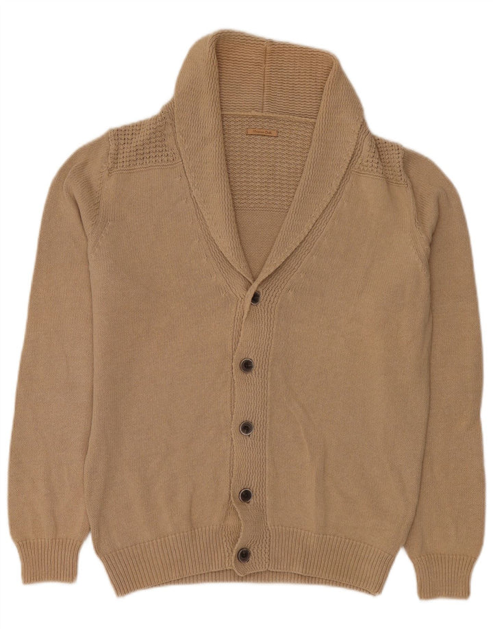 Massimo Dutti Mens Cardigan Sweater Medium Beige Cotton