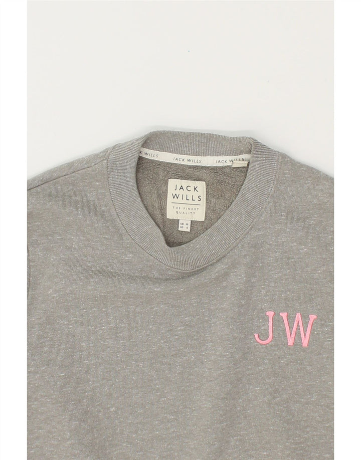 JACK WILLS Womens Sweatshirt Jumper UK 10 Small  Grey Flecked Cotton Vintage Jack Wills and Second-Hand Jack Wills from Messina Hembry 