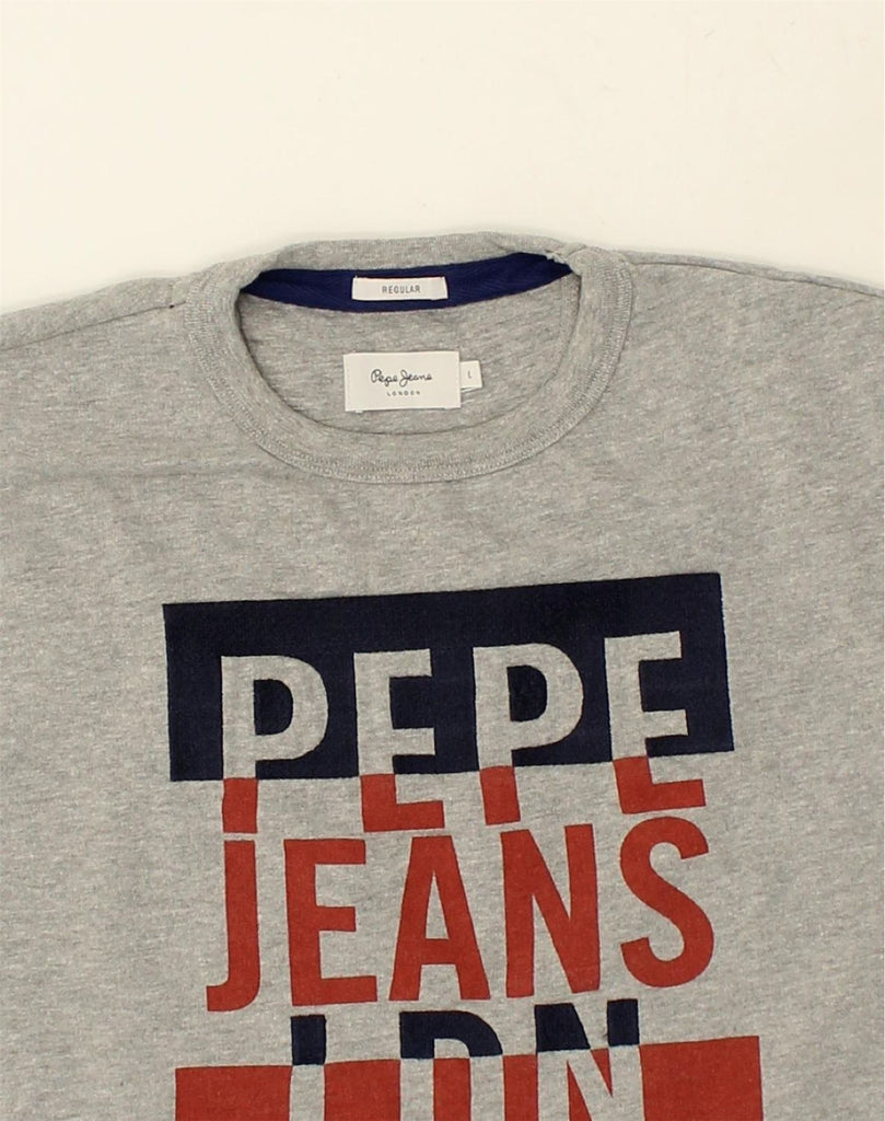 PEPE JEANS Mens Regular Fit Sweatshirt Jumper Large Grey Cotton | Vintage PEPE Jeans | Thrift | Second-Hand PEPE Jeans | Used Clothing | Messina Hembry 